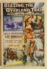 a641 BLAZING THE OVERLAND TRAIL Chap 6 one-sheet movie poster '56 serial