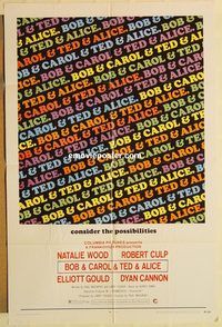 a648 BOB & CAROL & TED & ALICE one-sheet movie poster '69 Wood, Gould