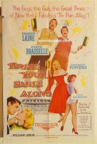 a653 BRING YOUR SMILE ALONG one-sheet movie poster '55 first Blake Edwards!