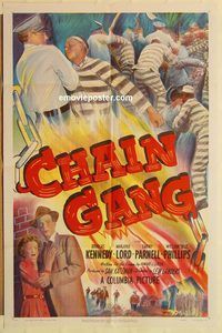 a660 CHAIN GANG one-sheet movie poster '50 Douglas Kennedy, prison break!