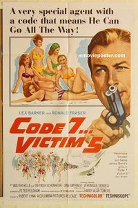 a663 CODE 7 VICTIM 5 one-sheet movie poster '64 Lex Barker, Ronald Fraser