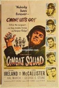 a666 COMBAT SQUAD one-sheet movie poster '53 John Ireland, Korean War!