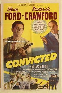 a669 CONVICTED one-sheet movie poster '50 Glenn Ford film noir!