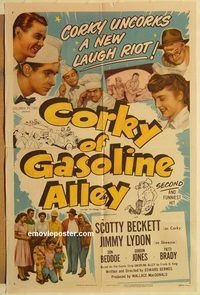 a670 CORKY OF GASOLINE ALLEY one-sheet movie poster '51 Scotty Beckett