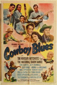 a671 COWBOY BLUES one-sheet movie poster '46 Hoosier Hotshots, western!