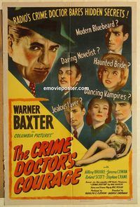a676 CRIME DOCTOR'S COURAGE one-sheet movie poster '45 Warner Baxter