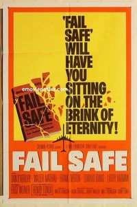 a695 FAIL SAFE one-sheet movie poster '64 Walter Matthau, Henry Fonda