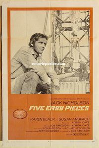 a700 FIVE EASY PIECES one-sheet movie poster '70 Jack Nicholson, Anspach