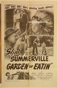a706 GARDEN OF EATIN' one-sheet movie poster '43 Slim Summerville, McIntyre