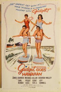 a710 GIDGET GOES HAWAIIAN one-sheet movie poster '61 Deborah Walley