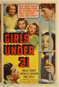 a712 GIRLS UNDER 21 one-sheet movie poster '40 Bruce Cabot, female prison!