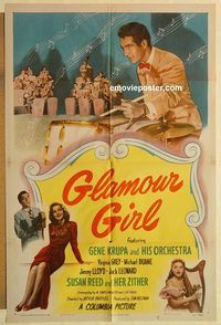 a713 GLAMOUR GIRL one-sheet movie poster '48 Gene Krupa, Virginia Grey