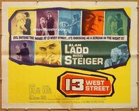 a124 13 WEST STREET half-sheet movie poster '62 Alan Ladd, Rod Steiger