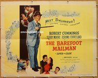 a128 BAREFOOT MAILMAN half-sheet movie poster '51 Robert Cummings, Moore