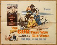 a149 GUN THAT WON THE WEST half-sheet movie poster '55 Dennis Morgan