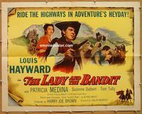 a157 LADY & THE BANDIT half-sheet movie poster '51 Louis Hayward, Medina
