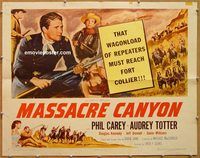 a167 MASSACRE CANYON half-sheet movie poster '54 Phil Carey, Totter