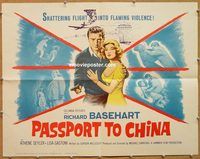 a174 PASSPORT TO CHINA half-sheet movie poster '61 Hammer, Basehart