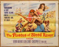 a176 PIRATES OF BLOOD RIVER half-sheet movie poster '62 Kerwin Mathews