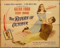 a180 RETURN OF OCTOBER half-sheet movie poster '48 Glenn Ford, Moore