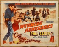 a187 WYOMING RENEGADES half-sheet movie poster '54 Phil Carey, Evans