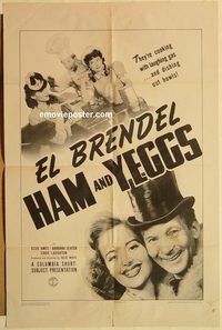 a722 HAM & YEGGS one-sheet movie poster '42 El Brendel, Elise Ames