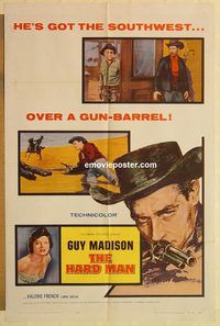 a726 HARD MAN one-sheet movie poster '57 Guy Madison, Valerie French