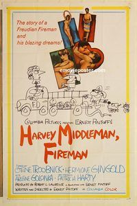 a728 HARVEY MIDDLEMAN, FIREMAN one-sheet movie poster '65 Freudian sex!