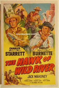 a729 HAWK OF WILD RIVER one-sheet movie poster '52 Starrett, Burnette
