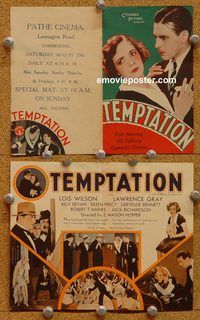 a053 TEMPTATION movie herald '30 Lois Wilson, Lawrence Gray