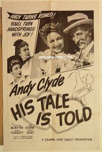 a736 HIS TALE IS TOLD one-sheet movie poster '44 Clyde, Christine McIntyre