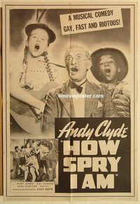 a740 HOW SPRY I AM one-sheet movie poster '42 Andy Clyde, Dancing Black Kid!
