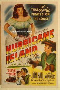a742 HURRICANE ISLAND one-sheet movie poster '51 Marie Windsor, Jon Hall