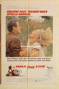 a744 I WALK THE LINE one-sheet movie poster '70 Gregory Peck, Tuesday Weld