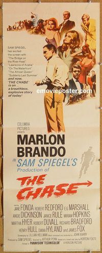 a093 CHASE insert movie poster '66 Marlon Brando, Jane Fonda