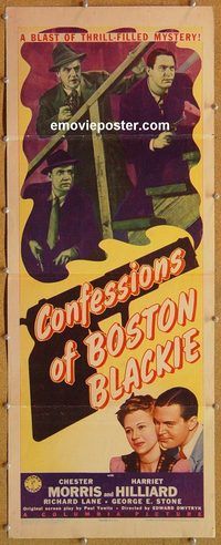 a094 CONFESSIONS OF BOSTON BLACKIE insert movie poster '41 Morris