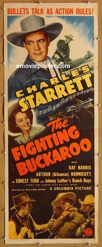 a097 FIGHTING BUCKAROO insert movie poster '43 Charles Starrett