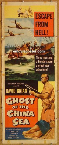 a099 GHOST OF THE CHINA SEA insert movie poster '58 World War II