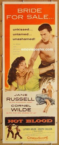 a102 HOT BLOOD insert movie poster '56 Jane Russell, Cornel Wilde