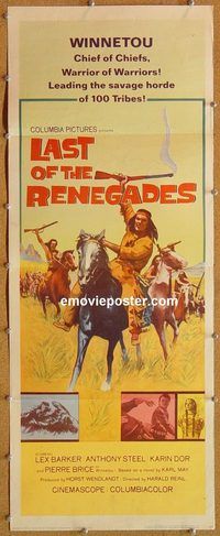 a107 LAST OF THE RENEGADES insert movie poster '66 Lex Barker