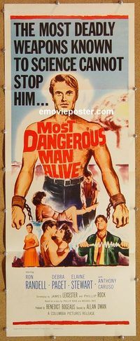 a110 MOST DANGEROUS MAN ALIVE insert movie poster '61 atomic testing!