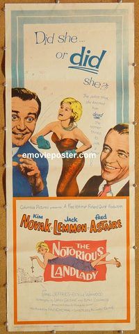 a112 NOTORIOUS LANDLADY insert movie poster '62 Kim Novak, Jack Lemmon