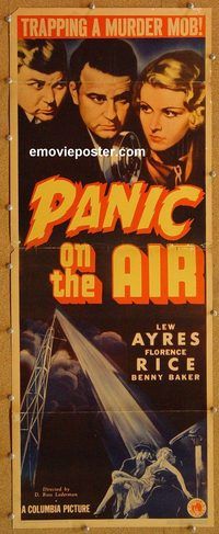 a113 PANIC ON THE AIR insert movie poster '36 Lew Ayres, Rice