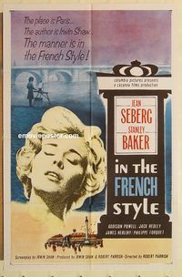 a746 IN THE FRENCH STYLE one-sheet movie poster '63 Jean Seberg, Baker