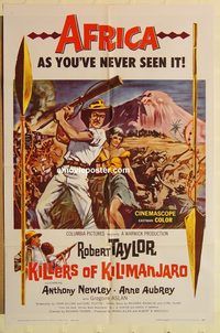 a759 KILLERS OF KILIMANJARO one-sheet movie poster '60 Robert Taylor