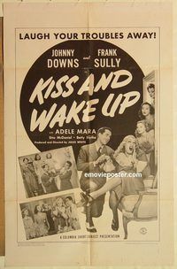 a760 KISS & WAKE UP one-sheet movie poster '42 Johnny Downs, Frank Sully