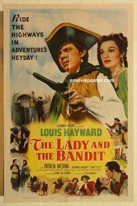 a762 LADY & THE BANDIT one-sheet movie poster '51 Louis Hayward, Medina