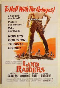 a763 LAND RAIDERS one-sheet movie poster '69 Telly Savalas, Maharis