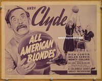 a193 ALL AMERICAN BLONDES title lobby card '39 Andy Clyde, basketball