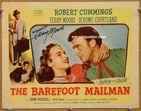 a416 BAREFOOT MAILMAN signed movie lobby card #2 '51 Terry Moore